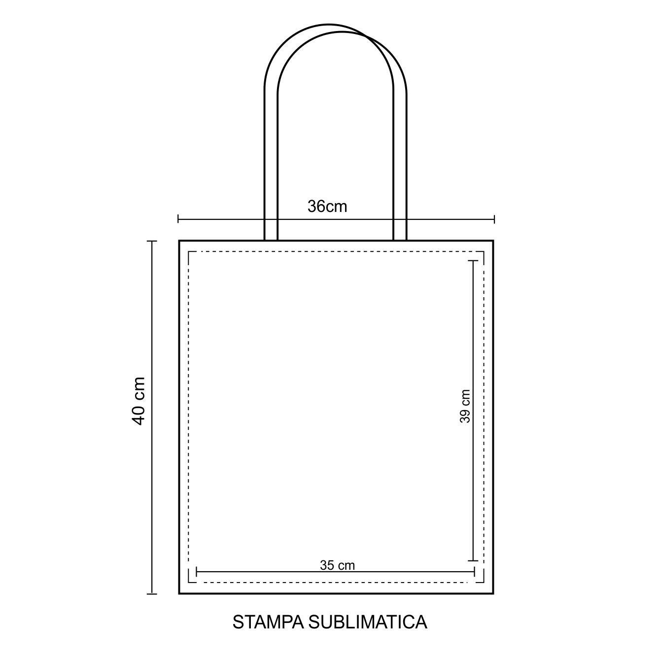 0987 Merlin - Shopper Sublimatica Dimensioni cm. 36x40