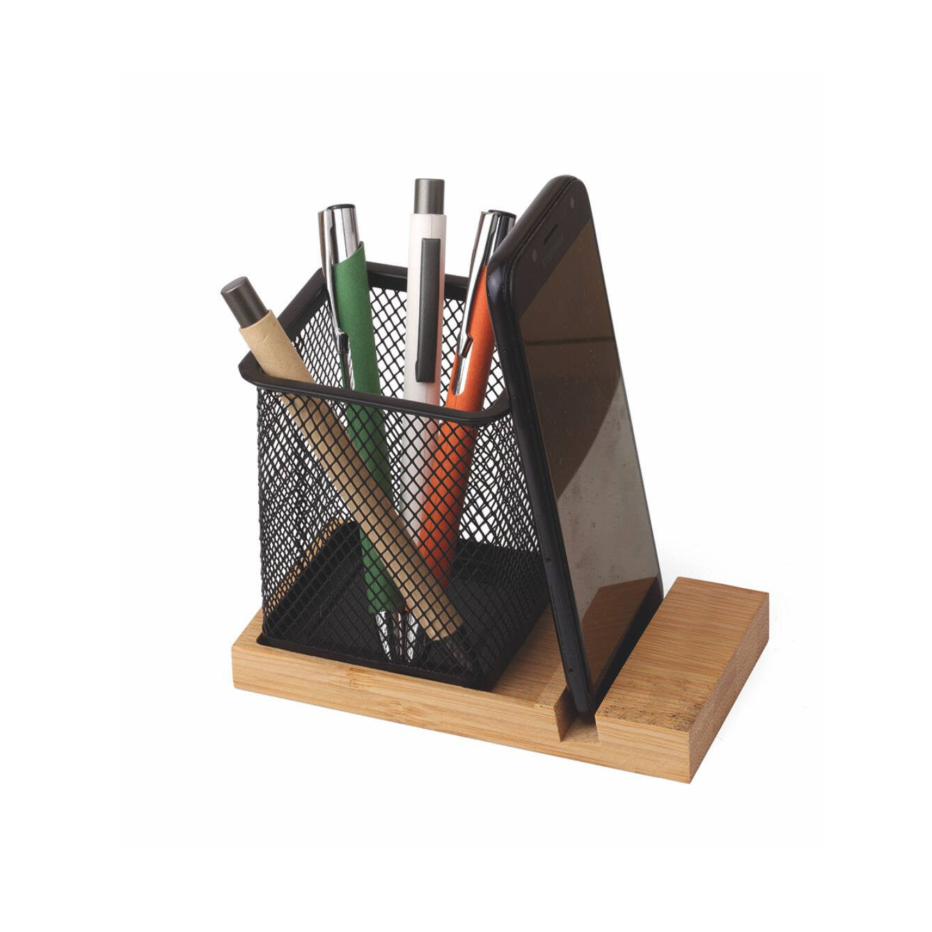 2652 Gechy - Portapenne/Cellulare In alluminio E Legno