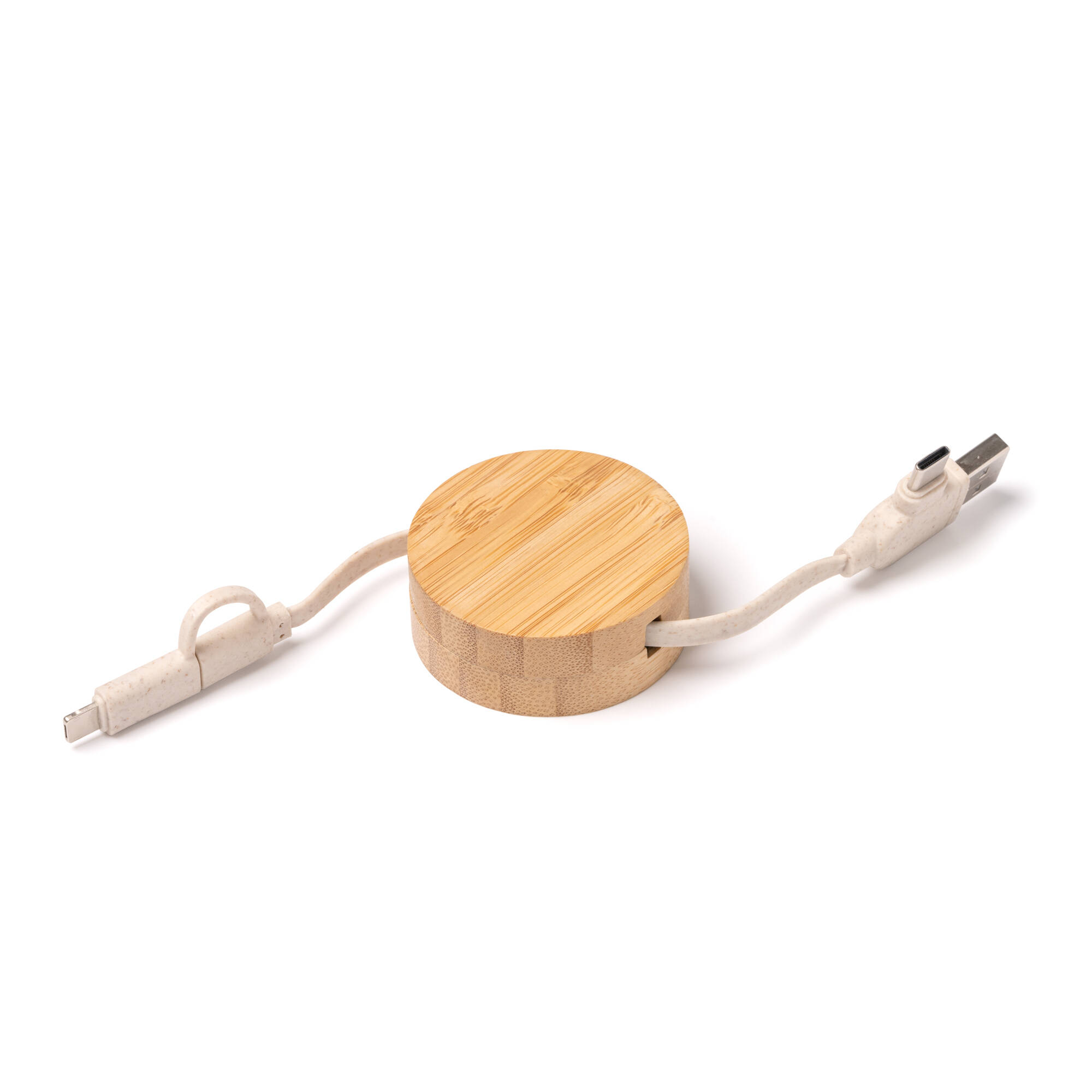 6116 Artur - Cavo Di Ricarica Estendibile In Bamboo E Fibra Di Frumento