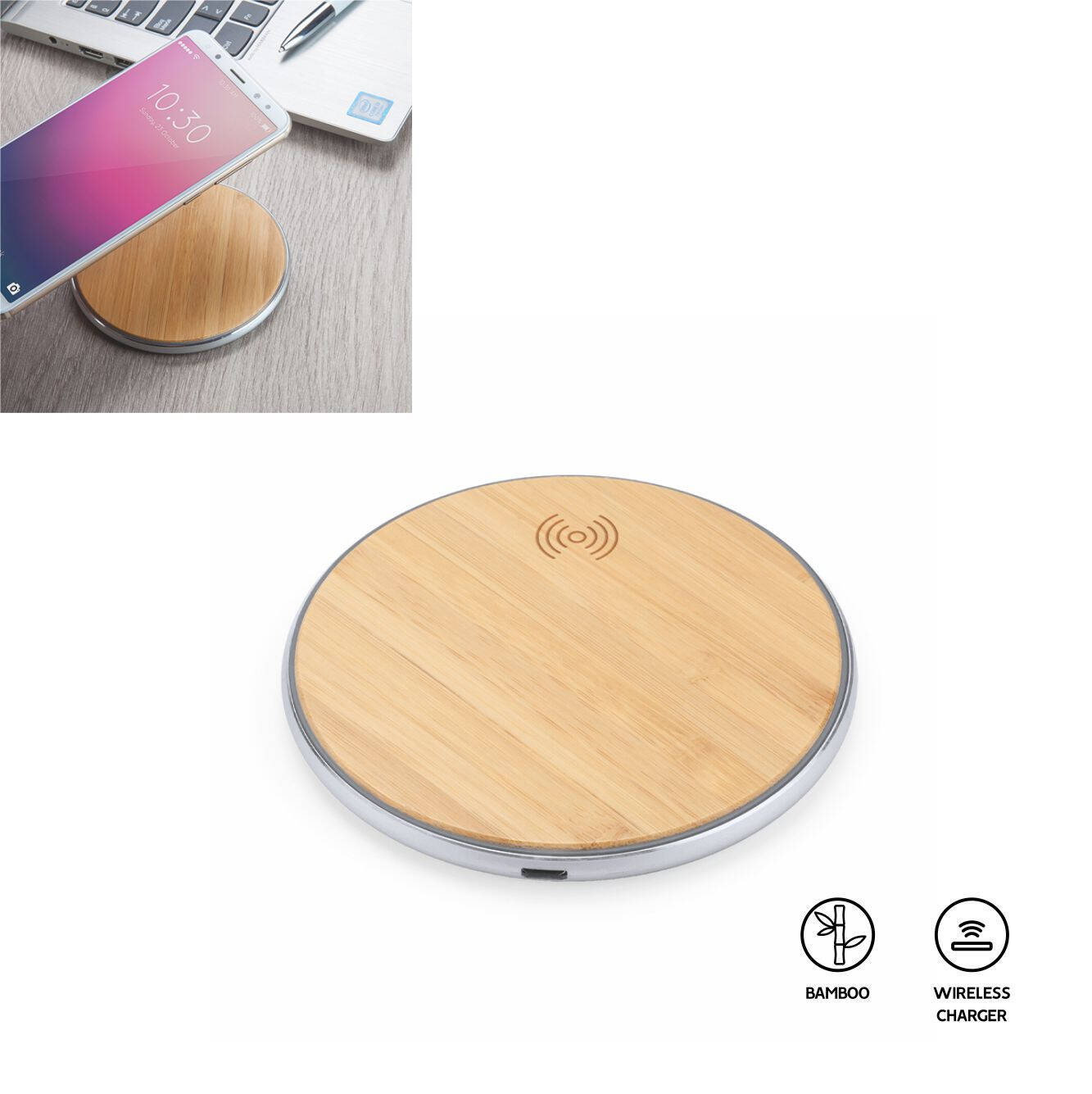 9108 - Caricabatterie wireless con corpo in alluminio
