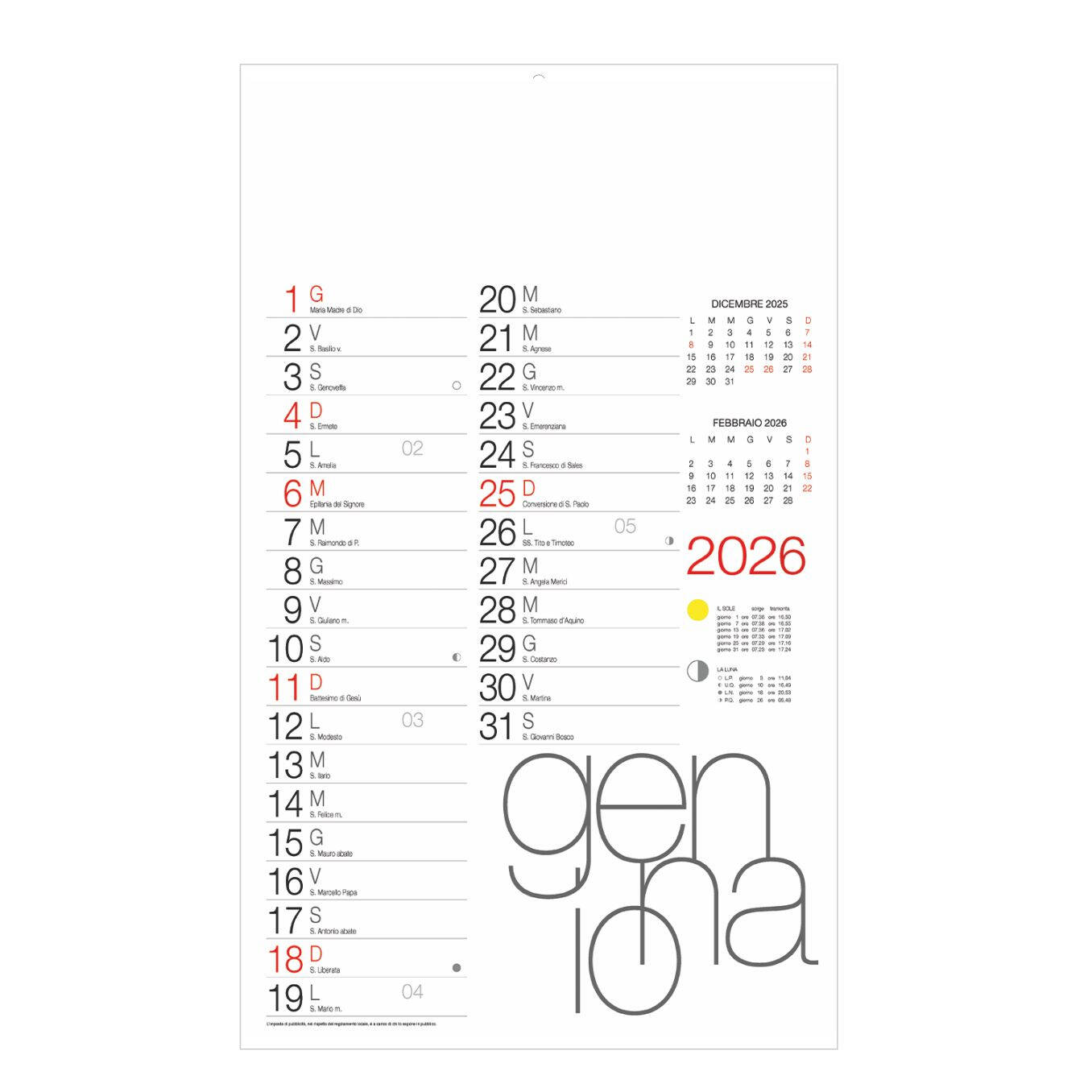 B067 - Calendario Olandese Design