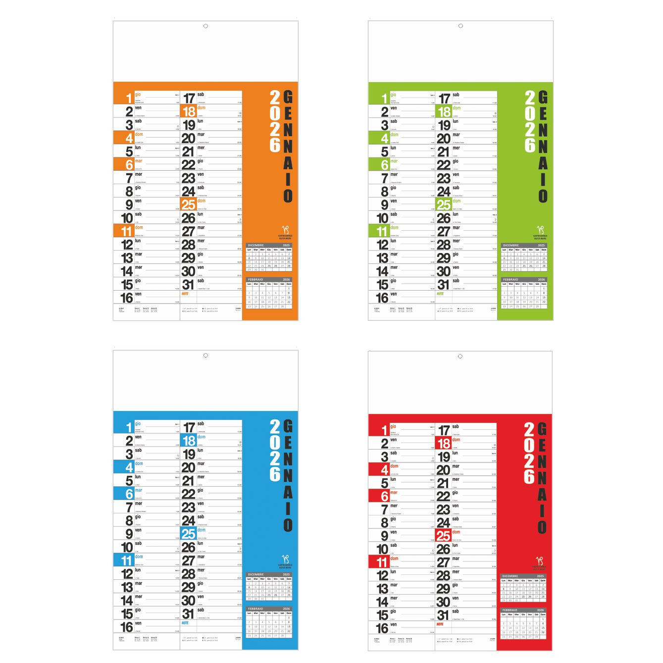 B096 - Norvegese Calendario Trimestrale 12 fogli