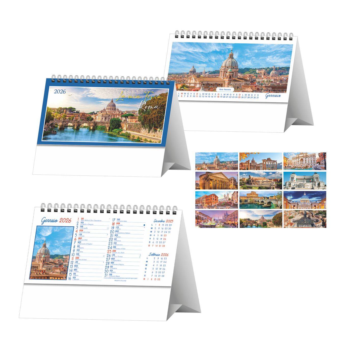 H053 ROMA - Calendario Illustrato da Tavolo